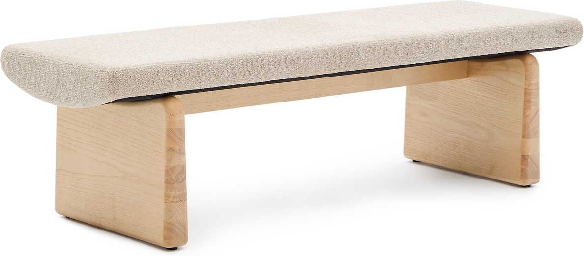 Entrébænk Kave Home Topaz 150 Cm Polstret Chenille Beige Med Fsc Asketræ Stel