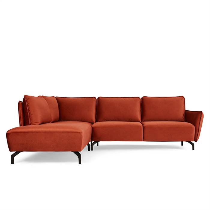 Bella Hjørnesofa Orange Velour Højrevendt