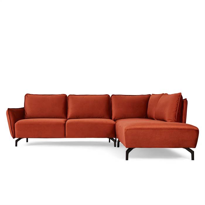 Bella Hjørnesofa Orange Velour Venstrevendt