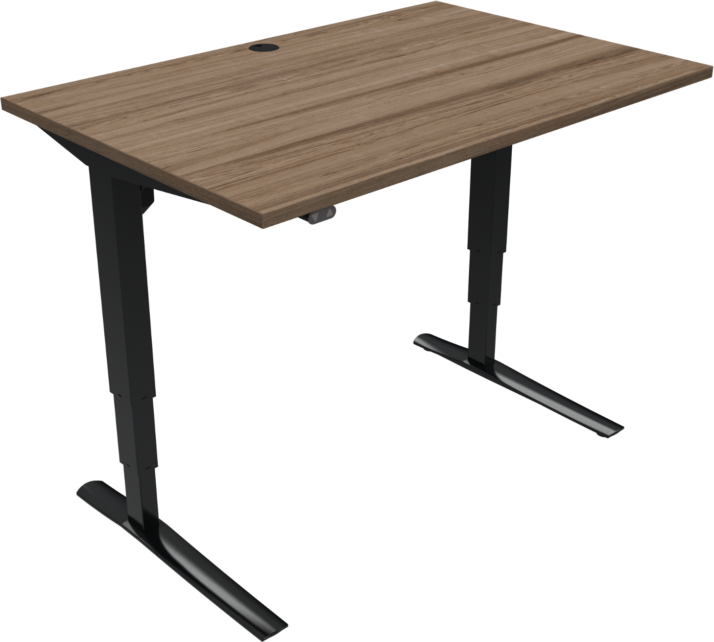 Firkantet To-bens Hæve- Sænkebord Skrivebord Zennord Rise Rest 501-43 120x80 Cm Valnød Sort