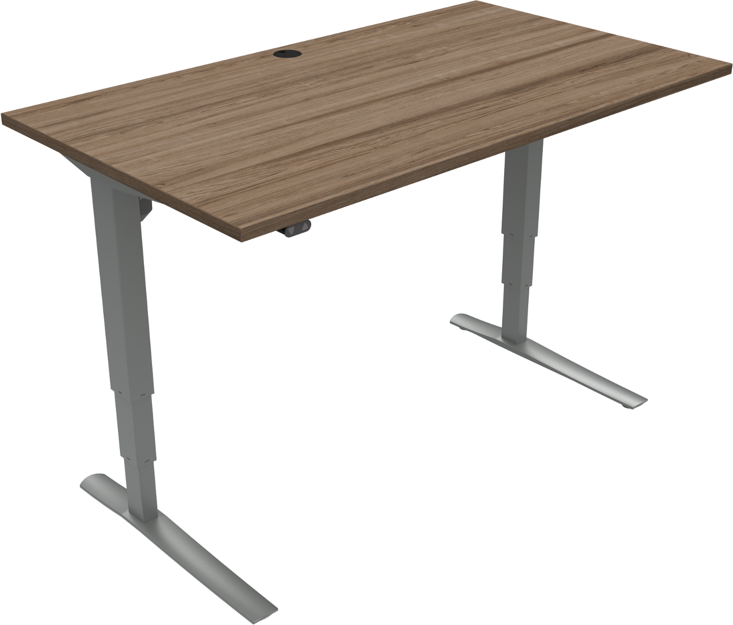 Firkantet To-bens Hæve- Sænkebord Zennord Rise Rest Mørk Valnød Sølv 65-125x80x140 Cm