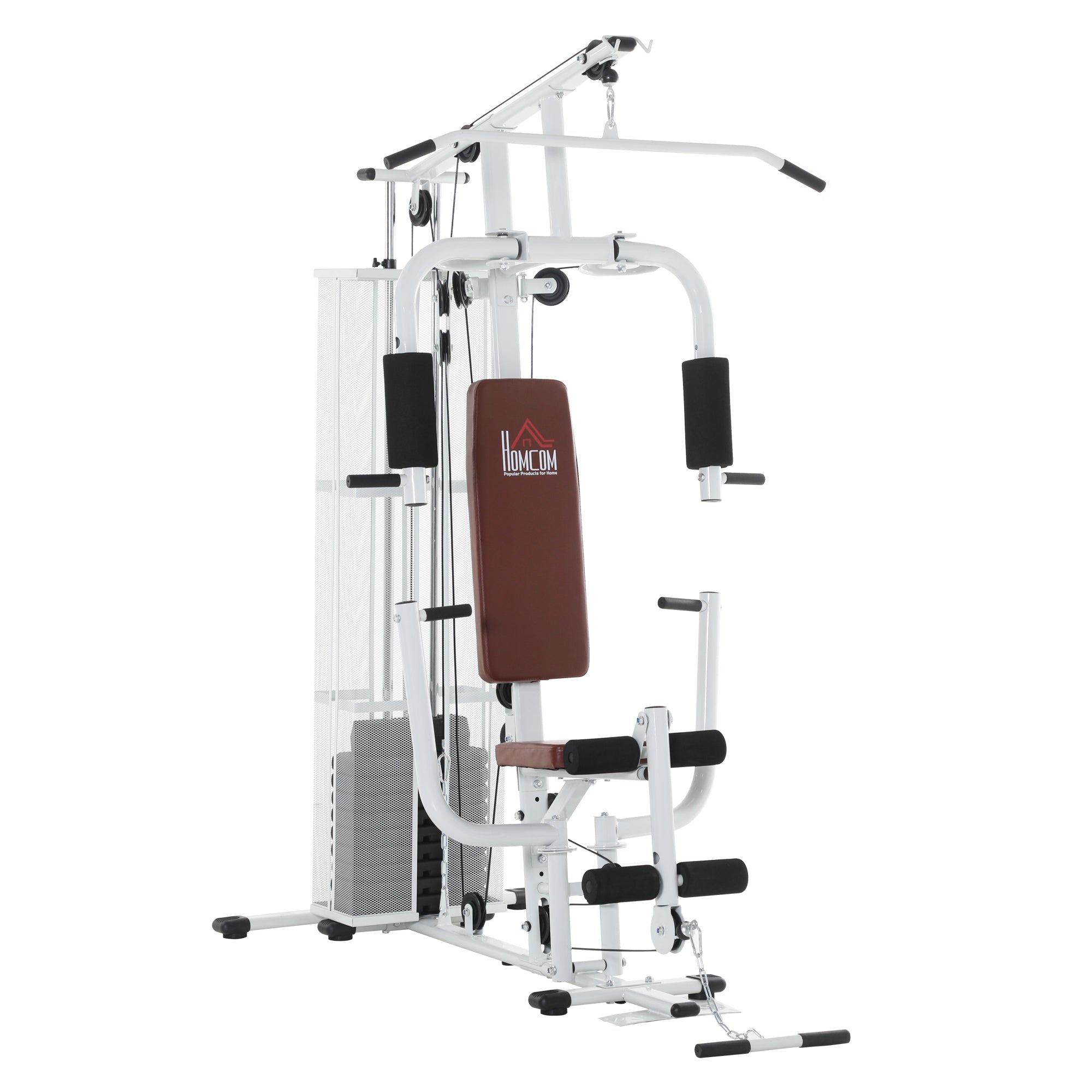 Fitnesscenter  Multigym  Fitnesscenter  Fitnessudstyr Inklusive Vægte  Lat Pulldown  Benbøjning  Metal  Pu-læder  Hvid  150   110   210 Cm