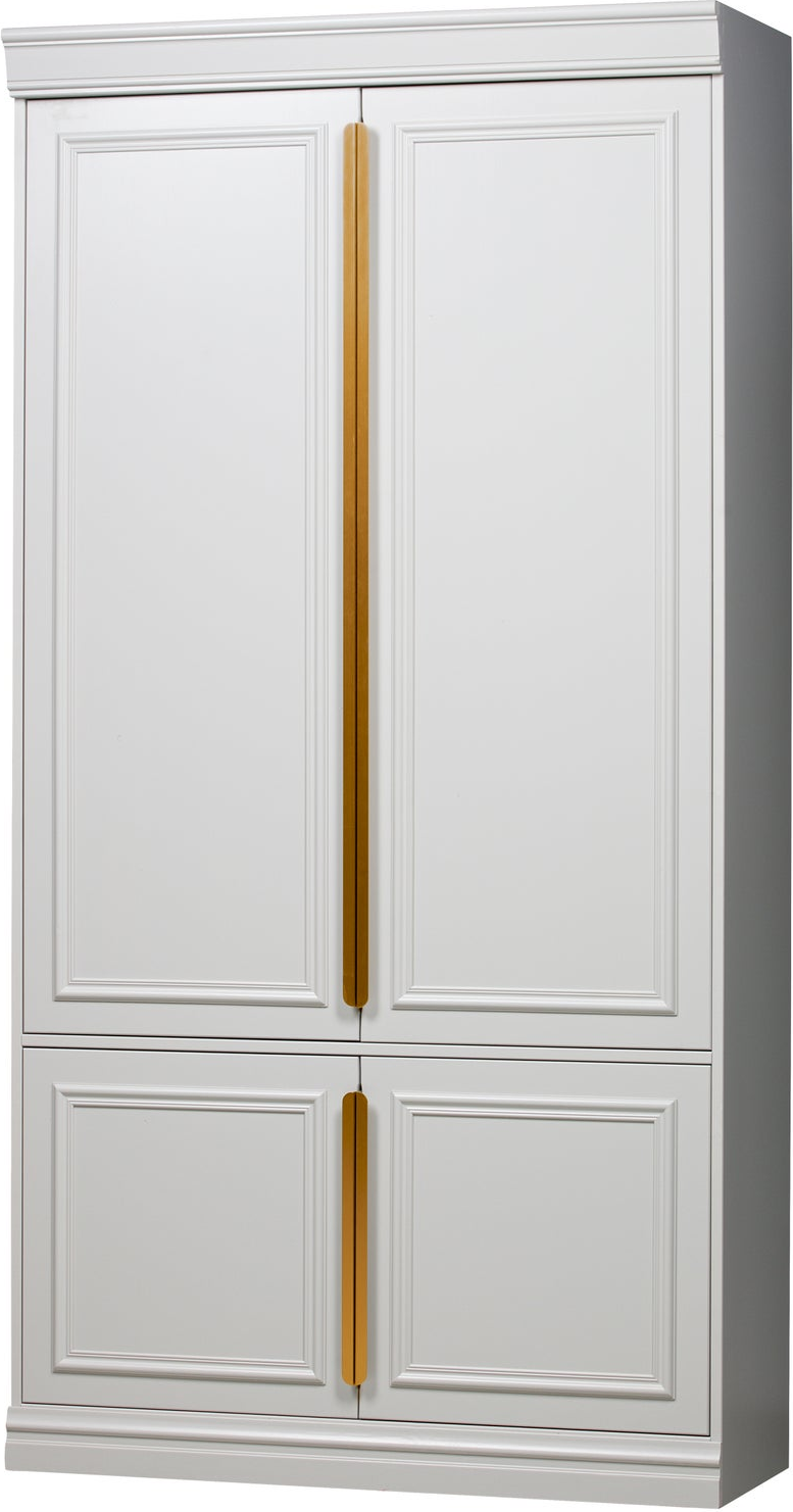 Garderobeskab Woood Organize Mist Fsc-certificeret Massivt Fyrretræ  215x110x62 Cm  Justerbare Hylder  Rosaguldfarvede Metalhåndtag
