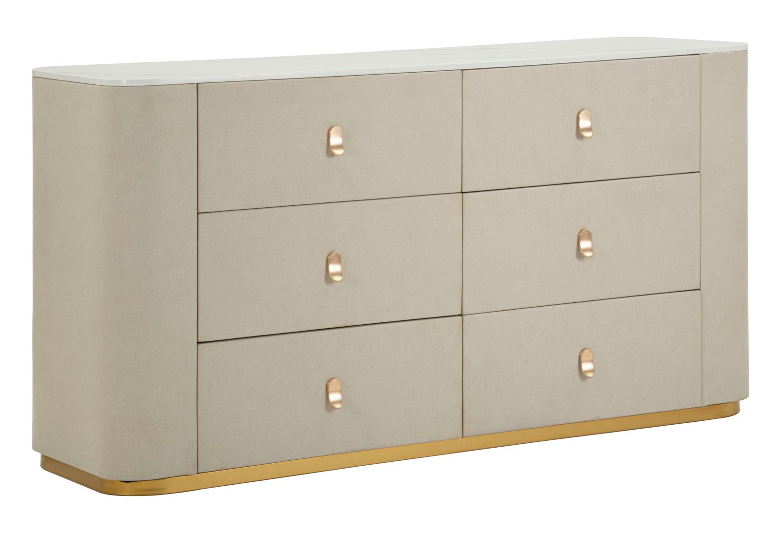 Glam Kommode   Guldfarve  Fyrretræ  Mdf Og Metal   140x45x76 Cm
