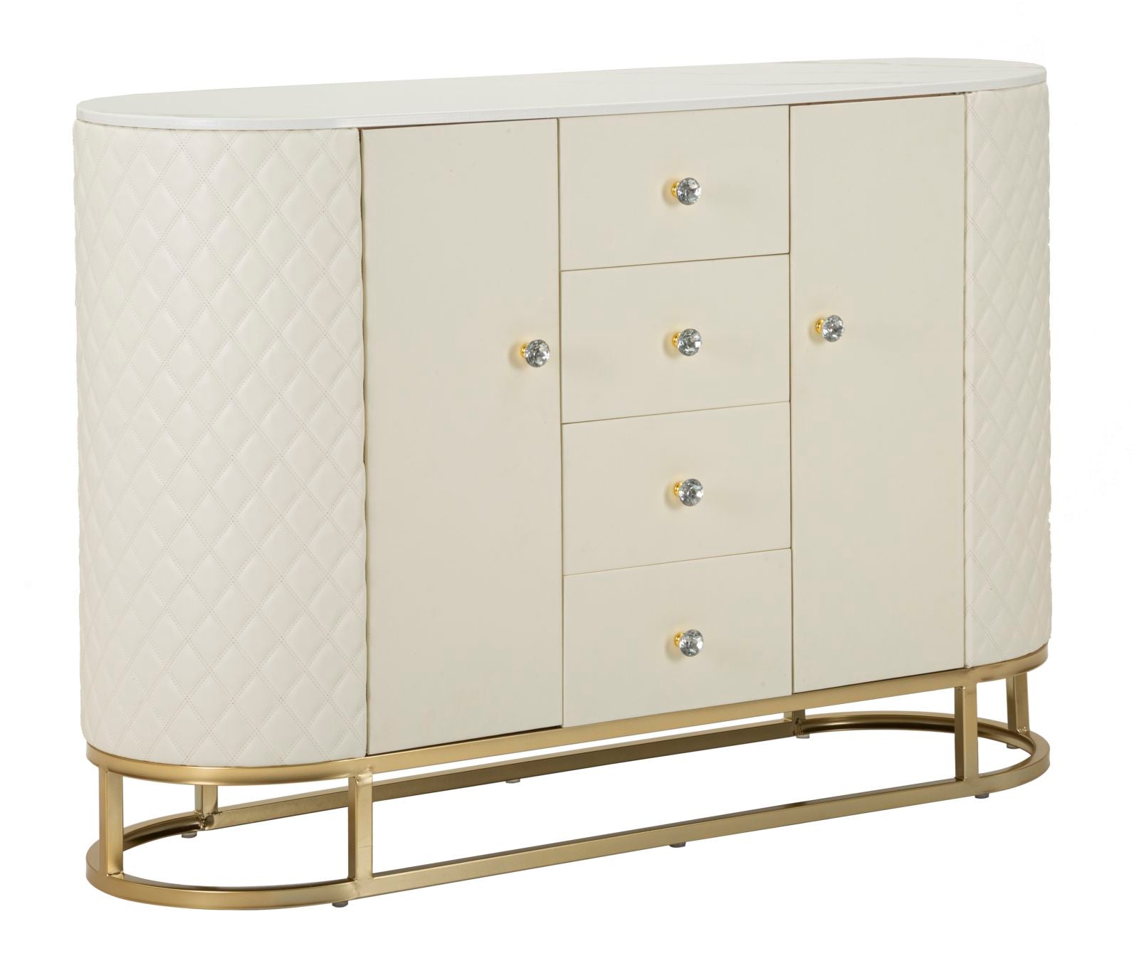 Glam Kommode   Guldfarve  Træ  Mdf  Metal   120x40x85 Cm