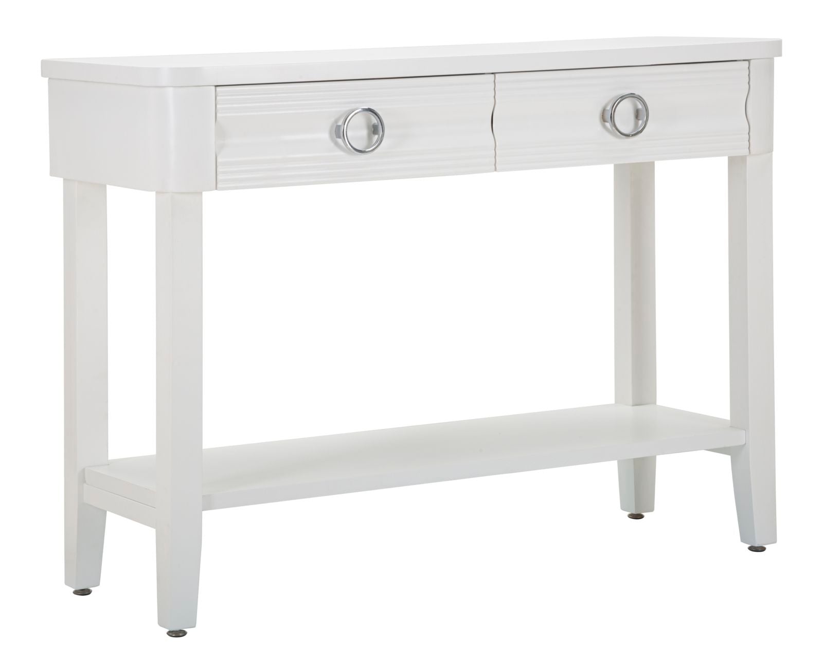 Glam Konsolbord   Hvid  Træ  Mdf Og Metal   110x40x82 Cm