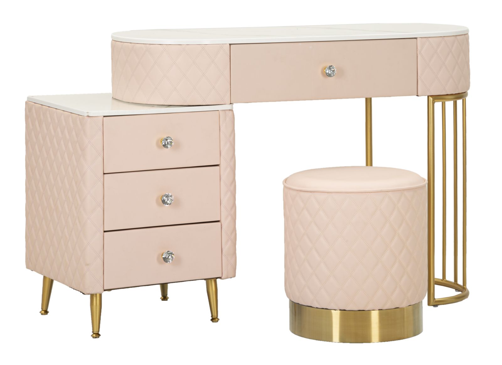 Glam Sminkebord Med Skammel   Træ  Mdf  Metal   120x40x75  36x39 Cm