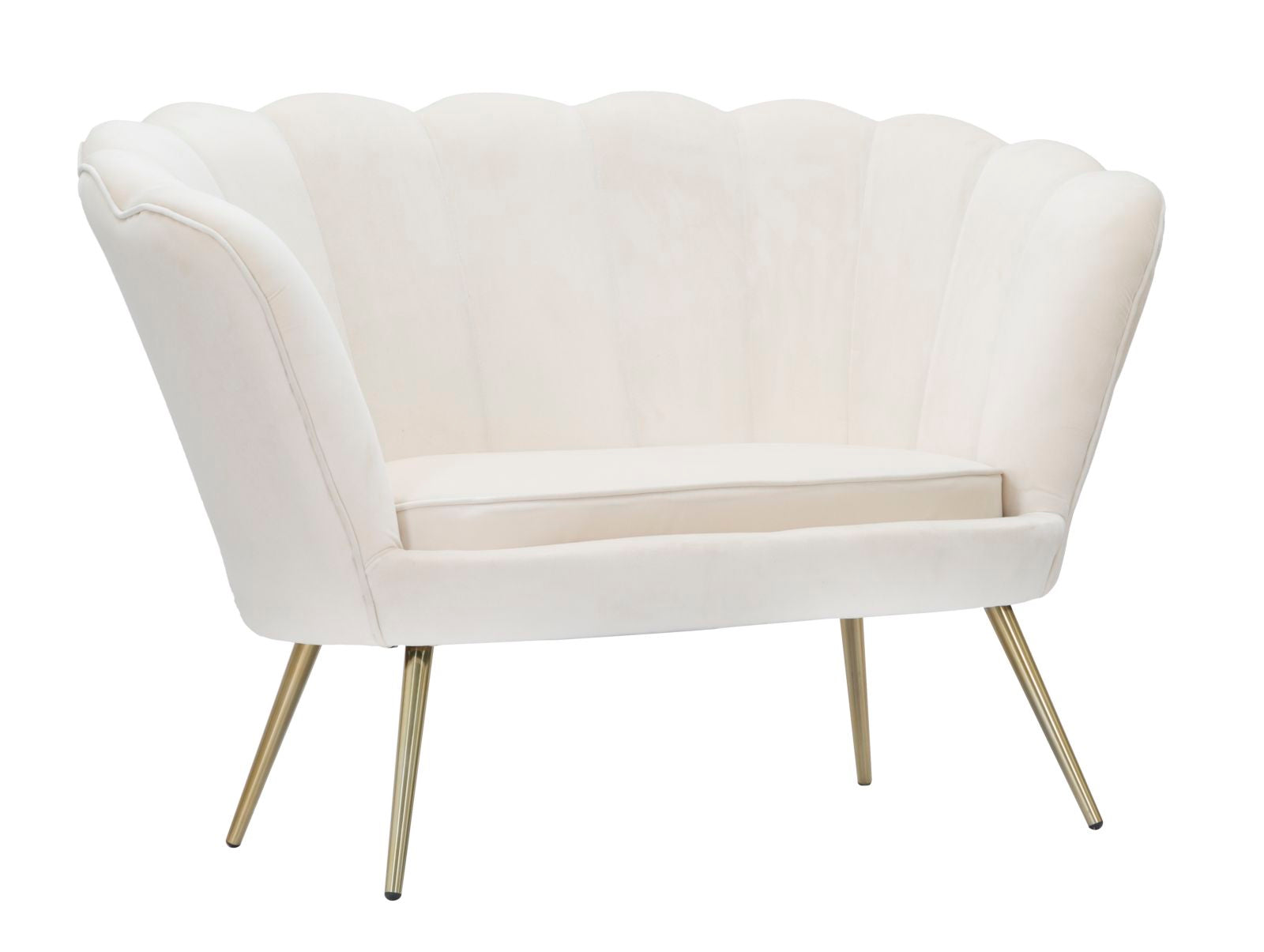 Glam Sofa   Creme-hvid  Stof Og Metal   130x74x84 Cm