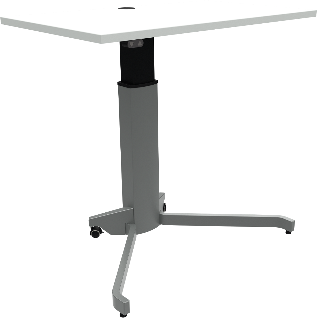 Hæve- Sænkebord Enkeltben Firkantet Zennord Zenrise Elektrisk Hvid Sølv 68-120 Cm Mfc Hjul Kabelstyring
