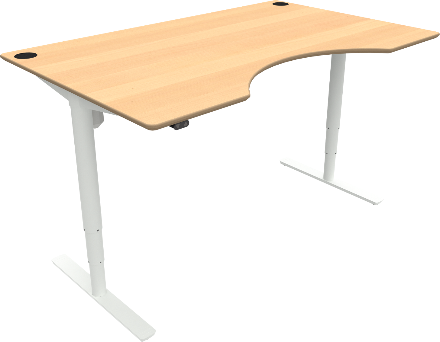 Hæve- Sænkebord Zennord Comfortzone   Bøgefinér Med Centerudskæring   Højdejusterbart Skrivebord Natur Hvid