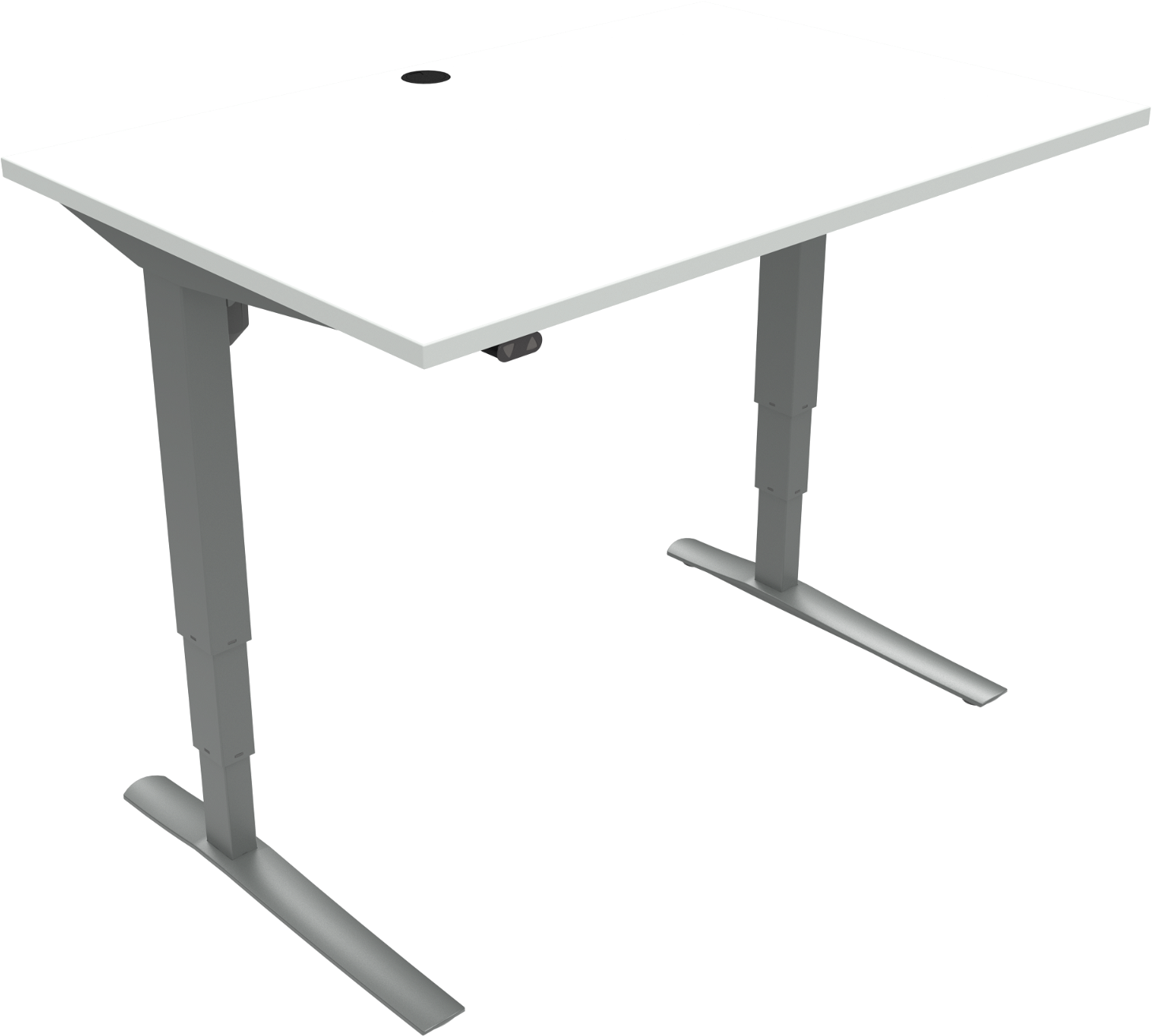 Hæve- Sænkebord Zennord Rise Rest To-bens Firkantet Justerbar 65-125 Cm 80x120 Cm Hvid Sølv