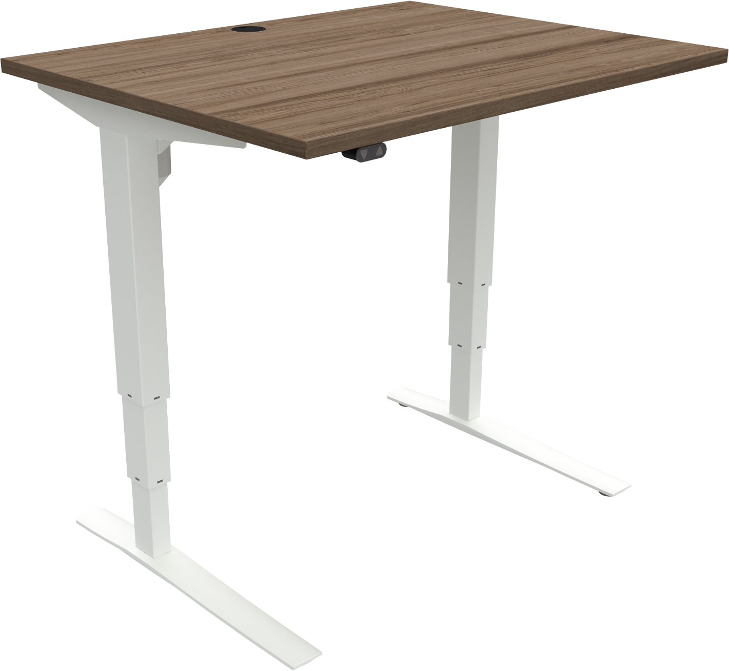 Hæve- Sænkebord Zennord Rise Rest To-bens Firkantet Skrivebord H125ã B100ã D80 Cm Mørk Natur Hvid