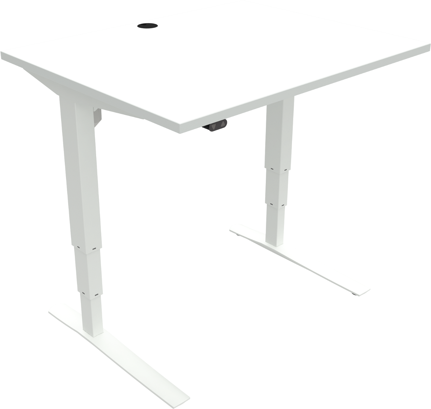 Hæve- Sænkebord Zennord Rise Rest To-bens Firkantet Skrivebord   Hvid Mfc Melamin 65-125 Cm Med Kabelgennemføringer