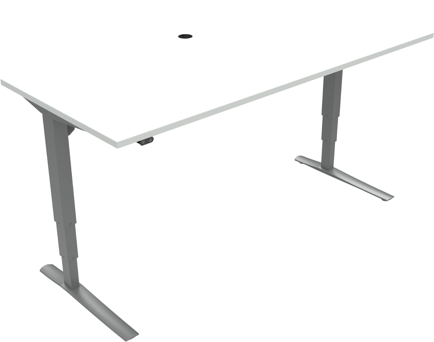 Hæve- Sænkebord Zennord Rise Rest To-bens Firkantet Skrivebord 180x80 Cm Hvid Sølv