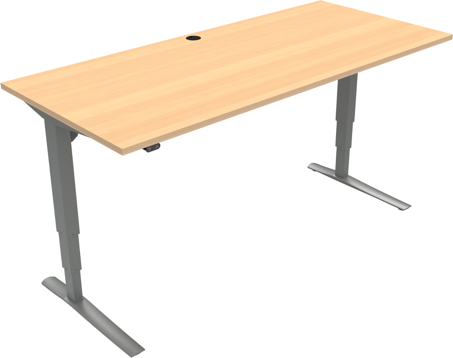 Hæve- Sænkebord Zennord Rise Rest To-bens Skrivebord Højdejusterbar 65-125 Cm Natur Sølv 180ã 80 Cm
