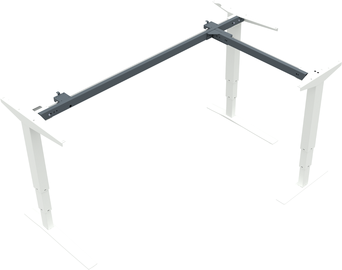 Hæve- Sænkestel Zennord Rise Rest 501-43  -søjlet Hvid Justerbart Skrivebordsstel 65-125 Cm