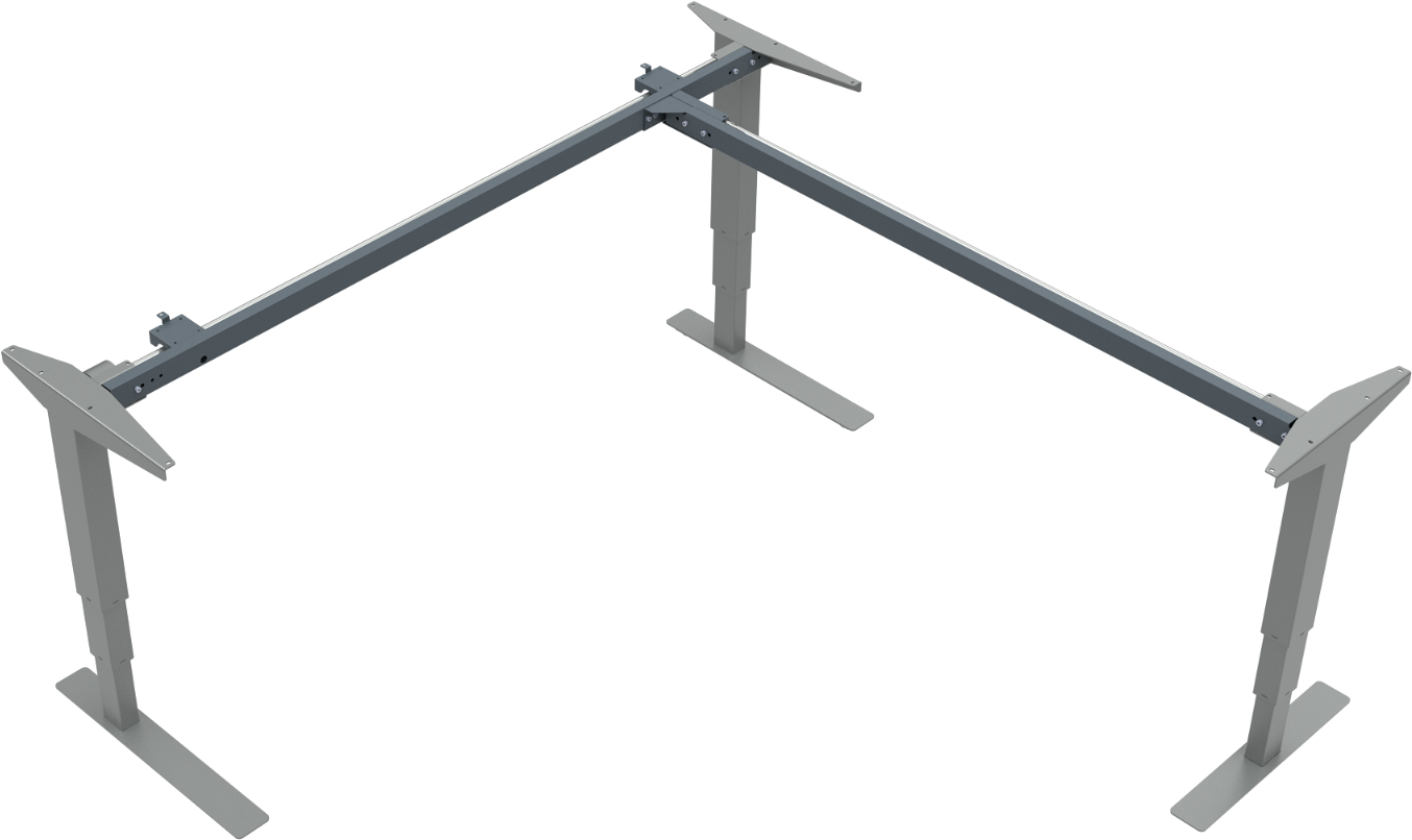 Hæve- Sænkestel Zennord Versastand Elektrisk Justerbart 57-122 Cm Sølv  -søjlet Sargfrit Metal Skrivebordstel Miljøvenlig