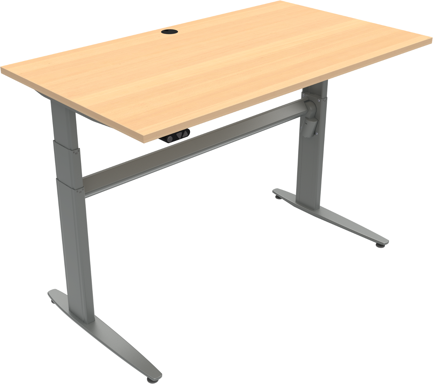 Hæve-sænkebord Zennord Movemate To-bens Firkantet Sit- Ståbord 140x80 Cm Bøge Natur-sølv H68-120 Cm