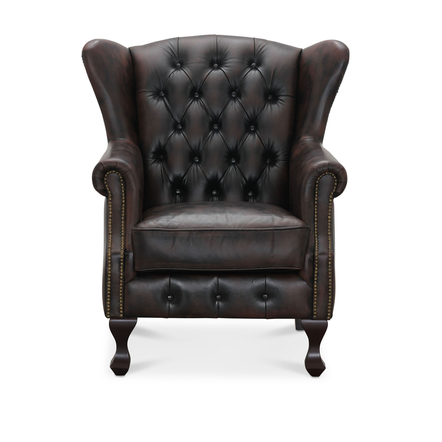 Haga Aberdeen Chesterfield Lænestol Brun Læder Og Træ