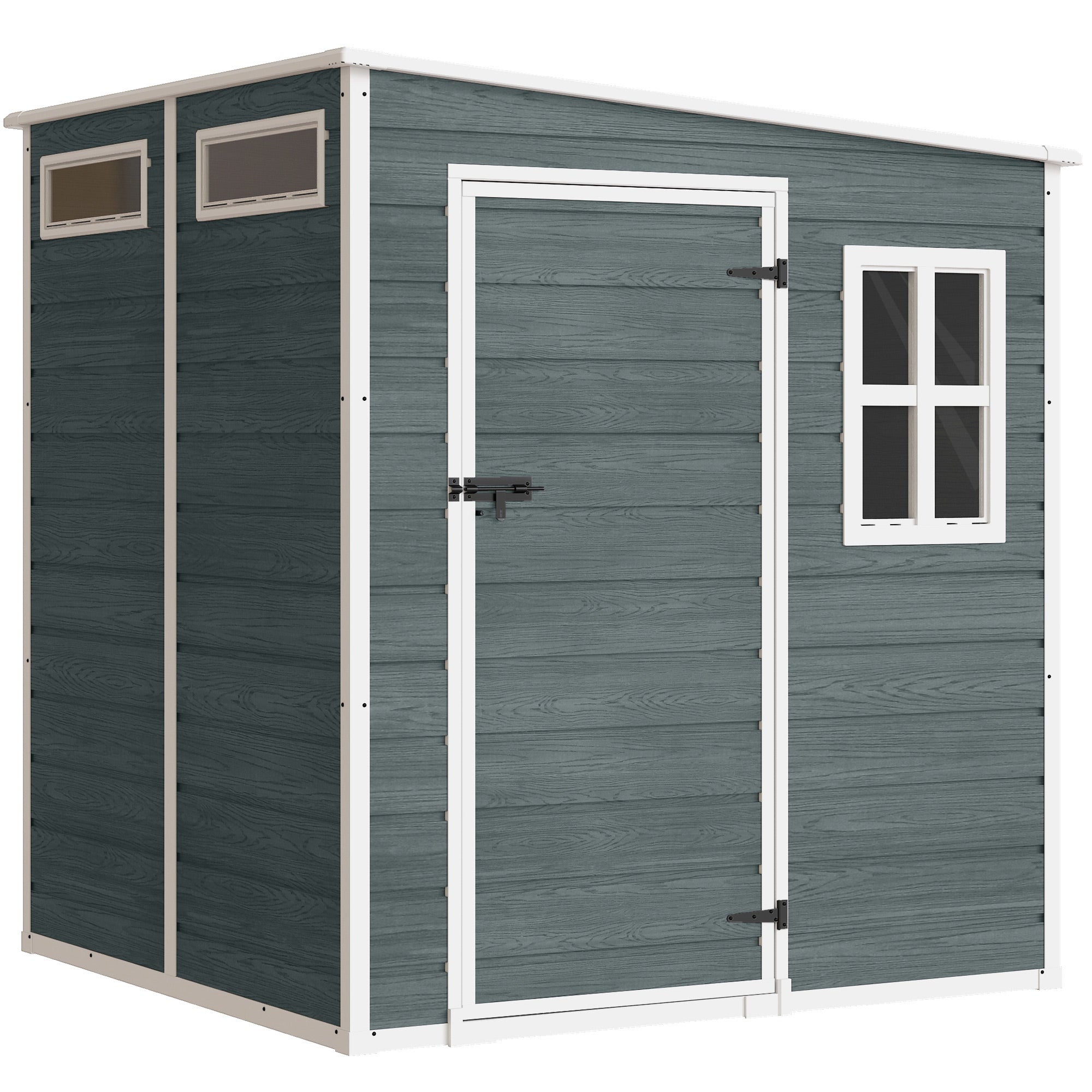 Haveskur   89 Mâ  Redskabsskur   Trælook    Vinduer  Ventilation  Gulv  Lås  Handsker  182   182   196 Cm