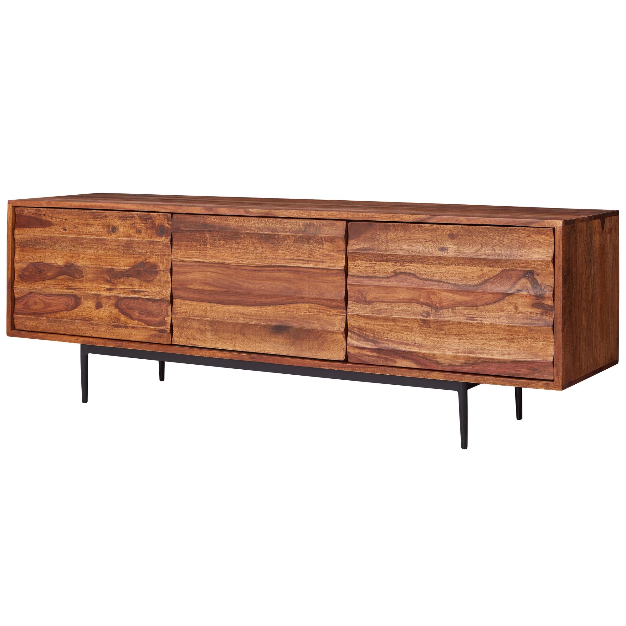 Hifi Lowboard Sheesham Massivt Træ Landligt Tv-skænk 147x50x38cm