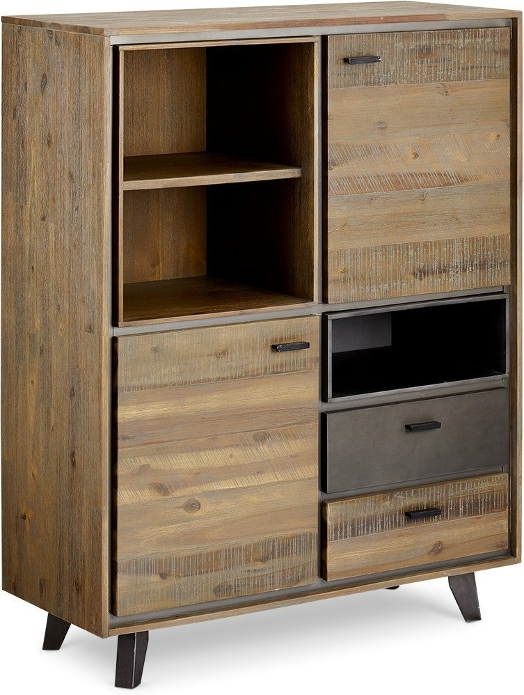 Highboard Med Udtrækslåger Raymond   Hallmark Derby   Akacietræ  Brun H130ã B100ã D40 Cm