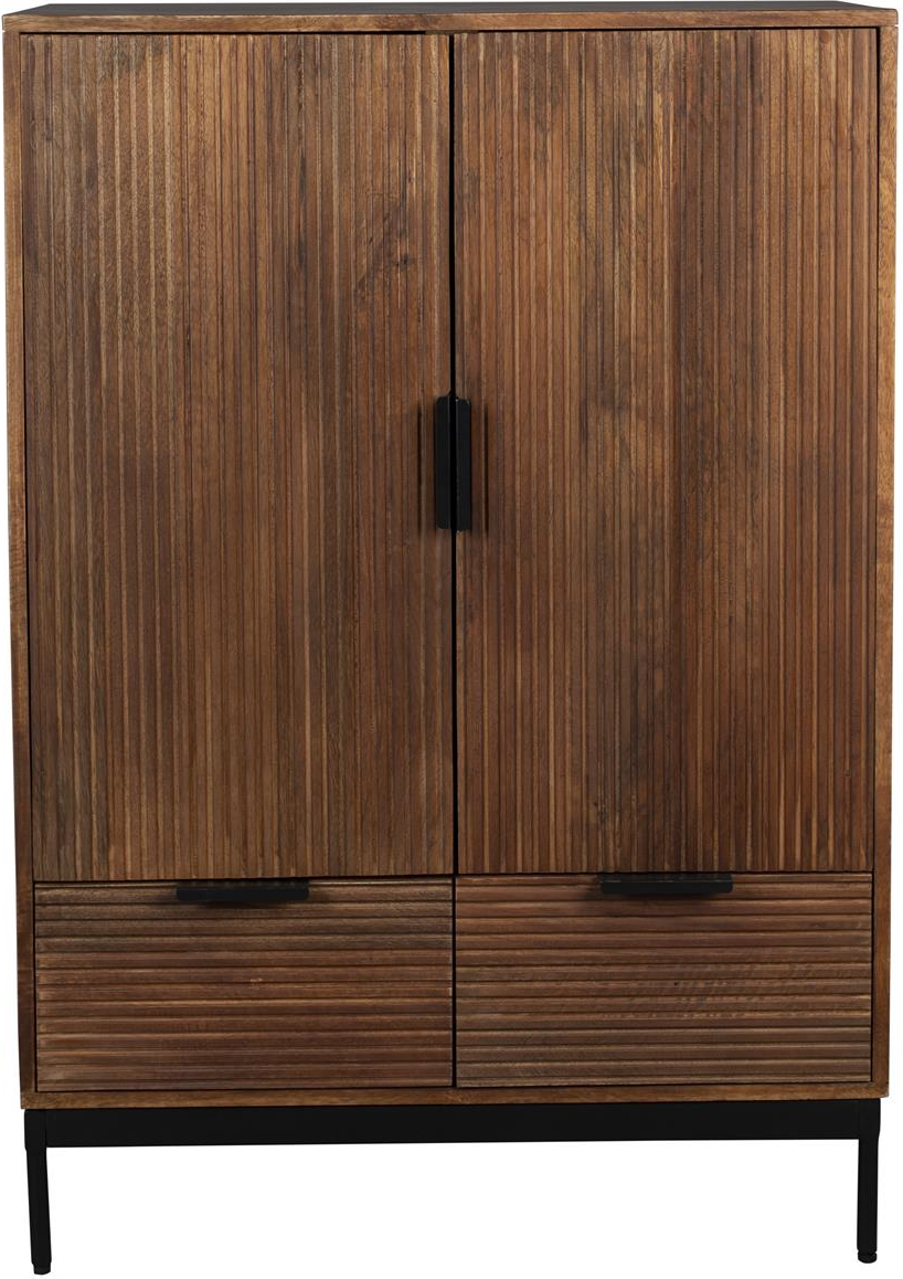Højskab Dutchbone Saroo   Lakeret Mangotræ Kaffetoner Med Grafisk Retrodesign H115xb40xl80 Cm