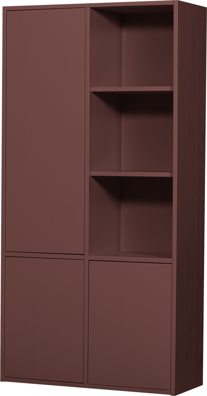 Højskab Woood Collection  Bourgogne Rød  Fsc-certificeret Fyrretræ  åbne Hylder  Låger  Push-to-open  H200ã B100ã D40