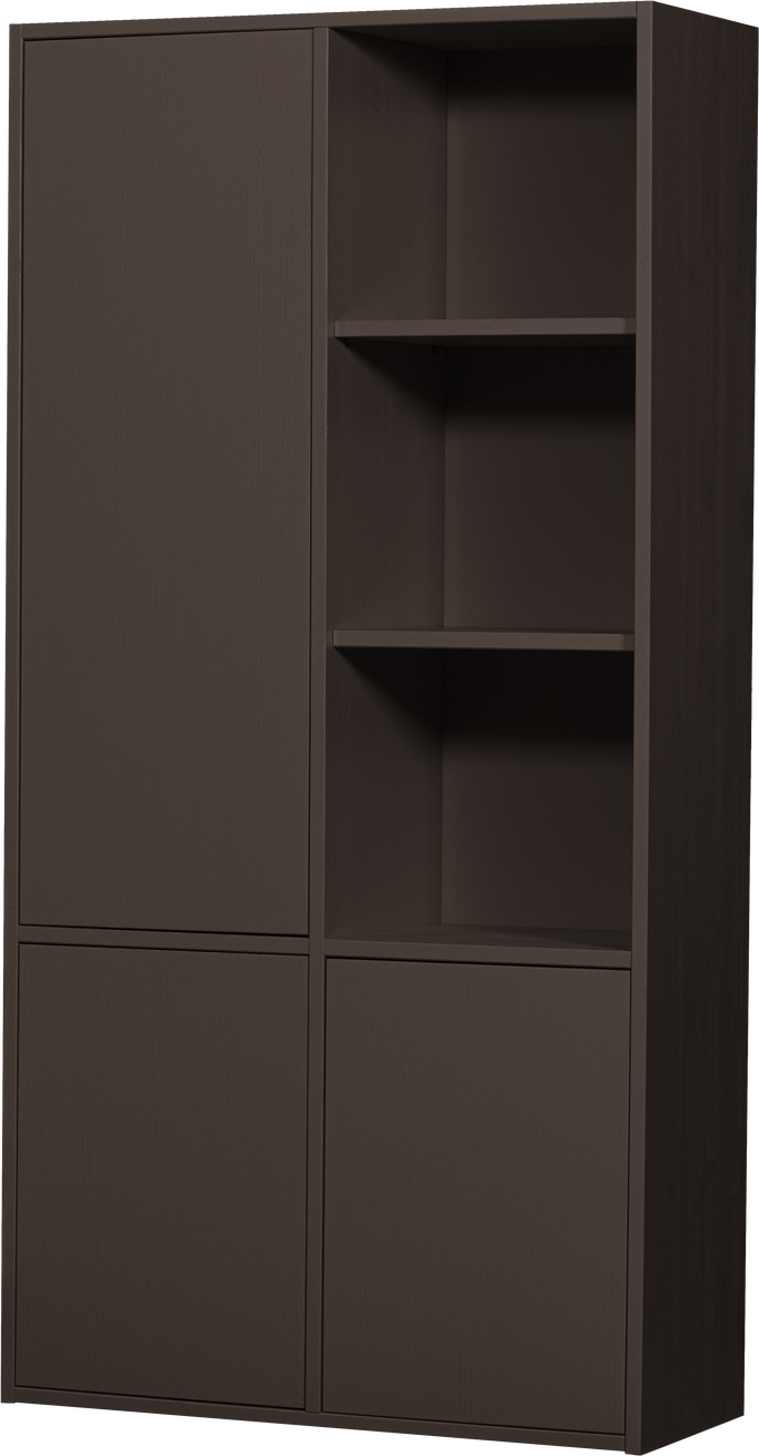Højskab Woood Collection Fyrretræ Midtbrun  åbne Hylder   Grebsfri Push-to-open  Fsc  H200ã B100ã D40 Cm