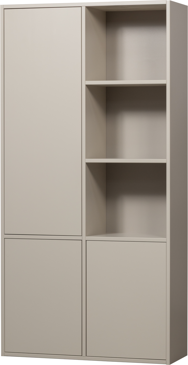 Højskab Woood Meggy Venstre   Dust Støvet Grå  Slebet Fyrretræ    åbne Rum  Låge  H215ã B108ã D40 Cm  Push-to-open  Fsc