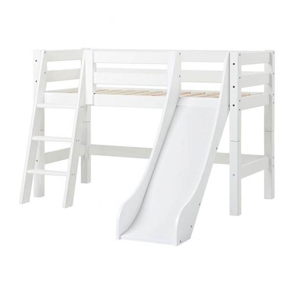 Hoppekids Eco Luxury Halvhøj Seng Med Rutsjebane Og Skrå Stige 70x160 Cm
