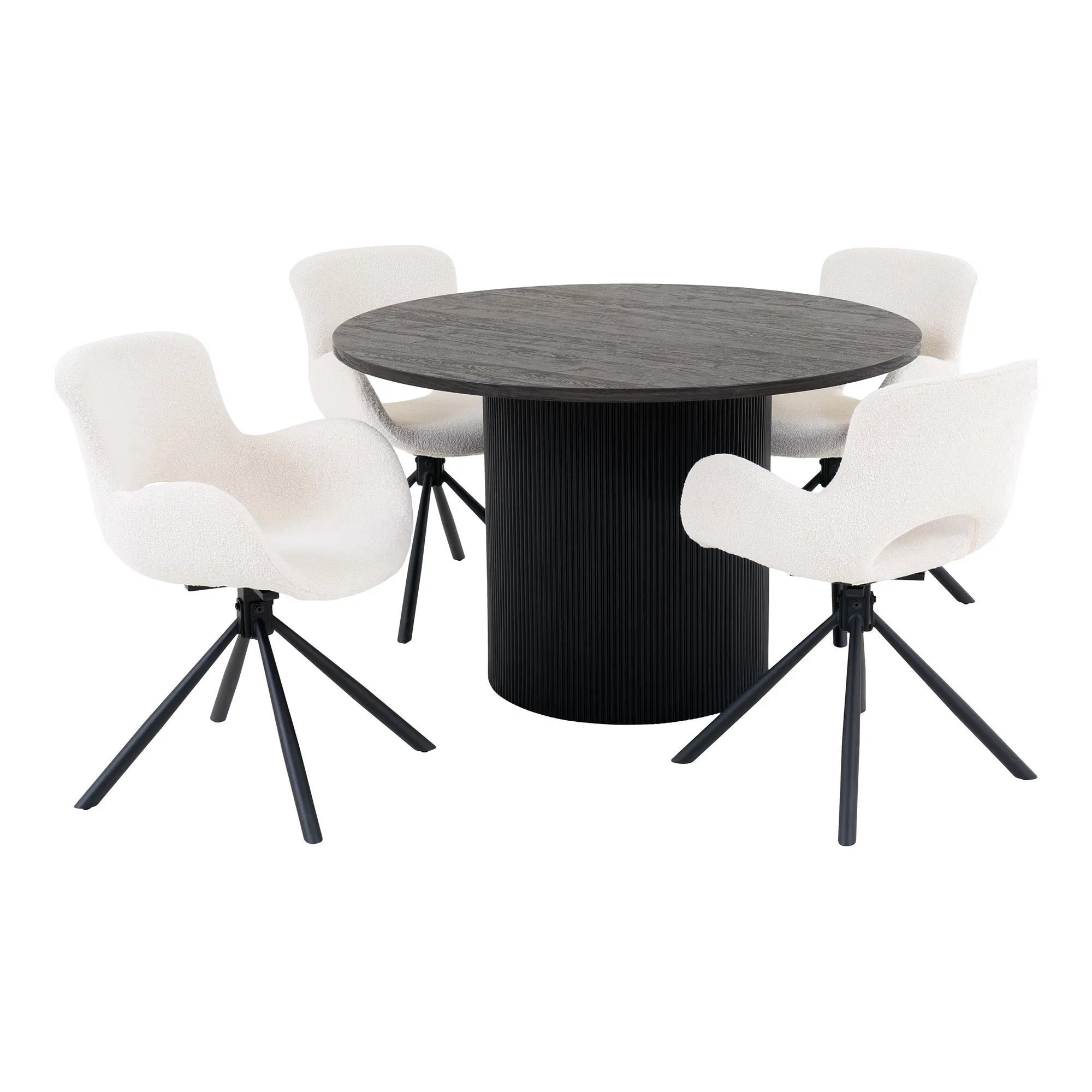House Nordic Boavista Og Amorim Spisebordssæt    Spisebord    Spisebordsstole Offwhite Mørkebrun