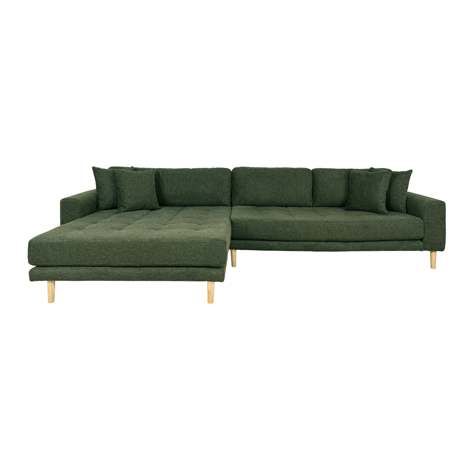 House Nordic Lido Loungesofa     Venstre Chaiselong Og   Puder Olivengrøn Polyester Og Egetræ