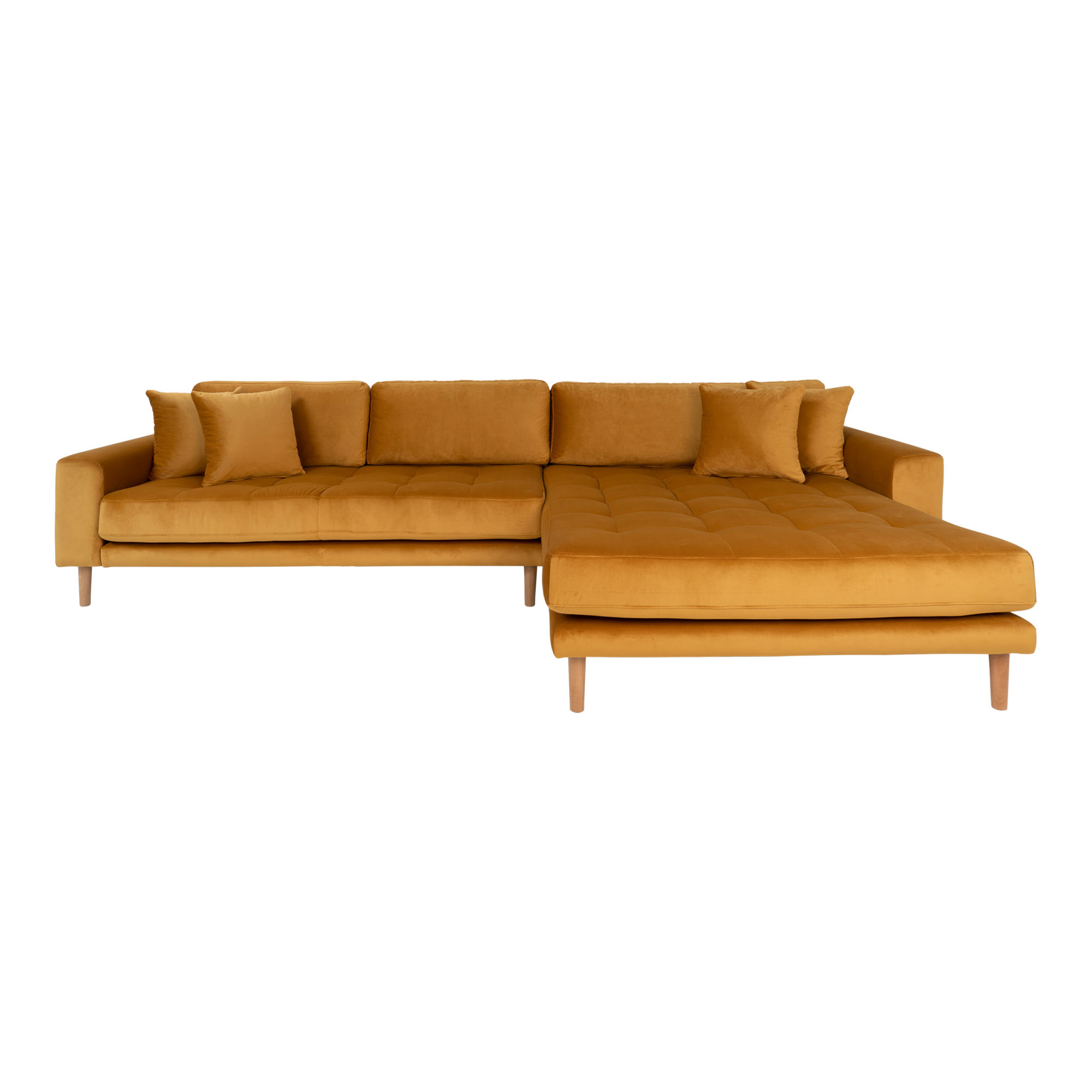 House Nordic Lido Sofa     Højrevendt Chaiselong Sennepsgul Velour