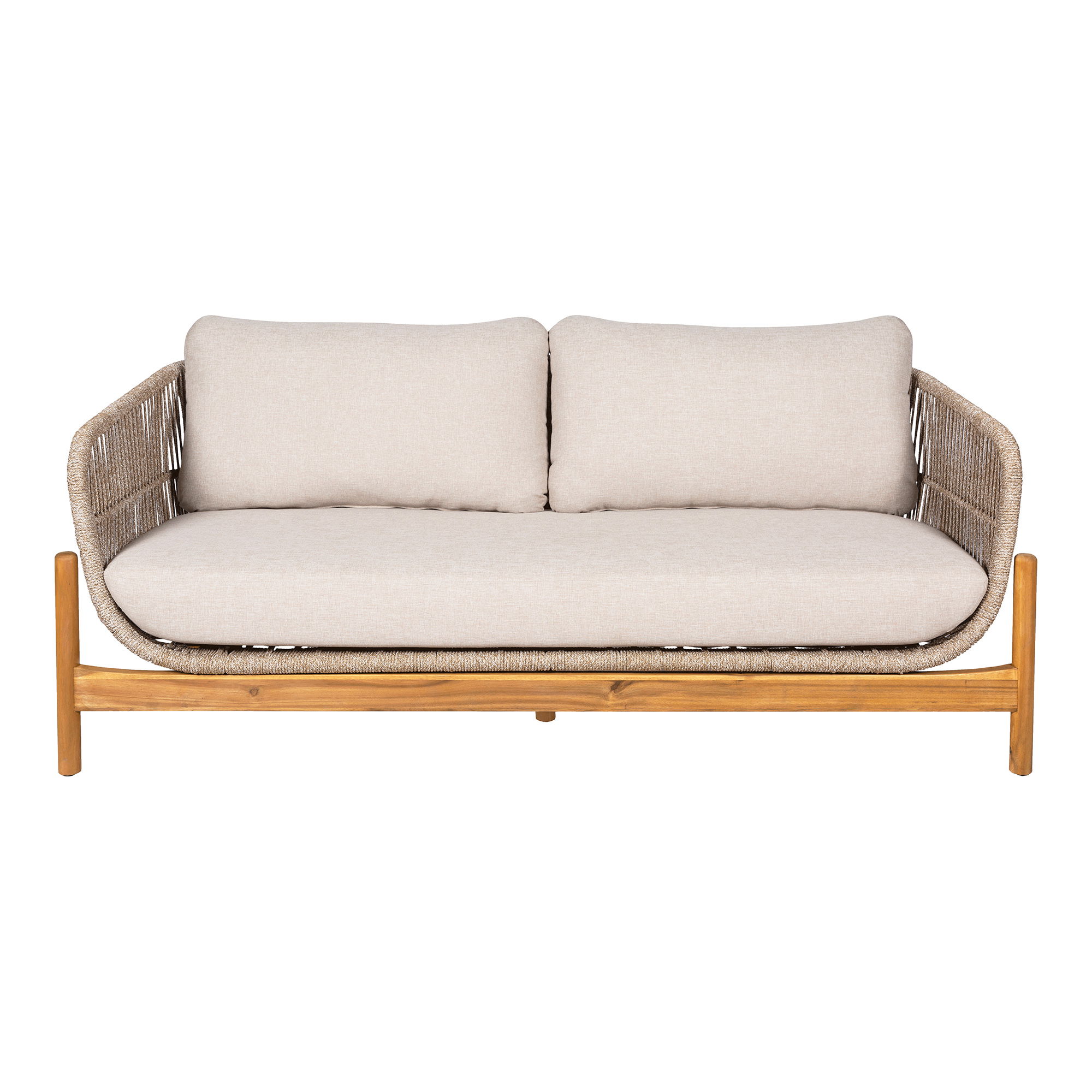 House Nordic Terracina Loungesofa     Armlæn Og Hynde Beige Reb Og Brun Akacietræ