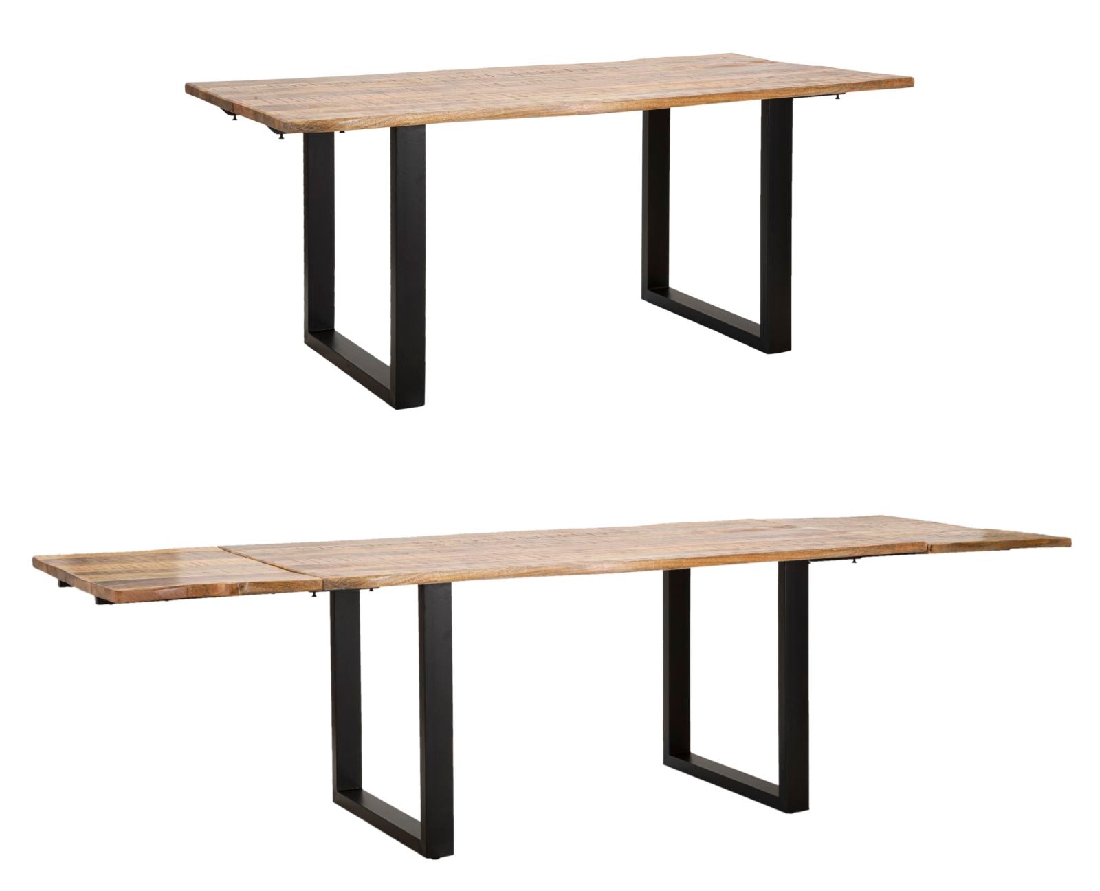 Industrielt Bord   Sort  Mangotræ Og Metal   180x90x77 Cm
