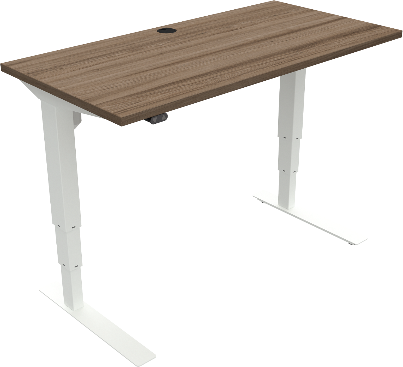 Justerbart To-bens Hæve- Sænkebord Zennord Versastand   Mørk Valnød Og Hvidt Stel 120x60 Cm