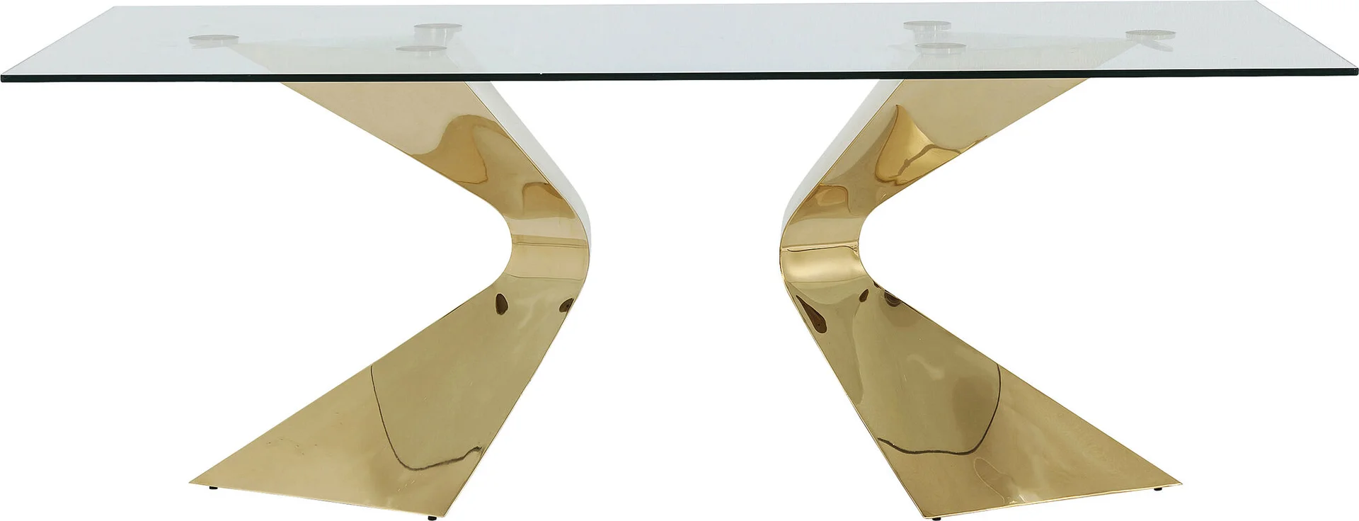 Kare Design Gloria Spisebord  Rektangulær Klar Glas Og Guld Stål  200x100