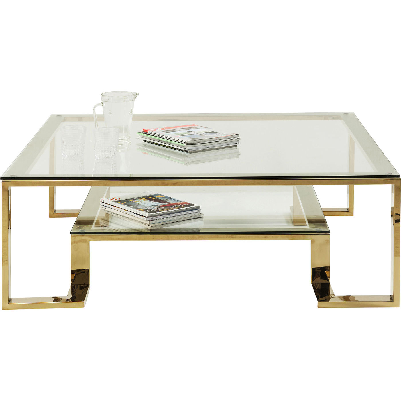 Kare Design Gold Rush Sofabord Glasplade Og Guld Stål  120x120