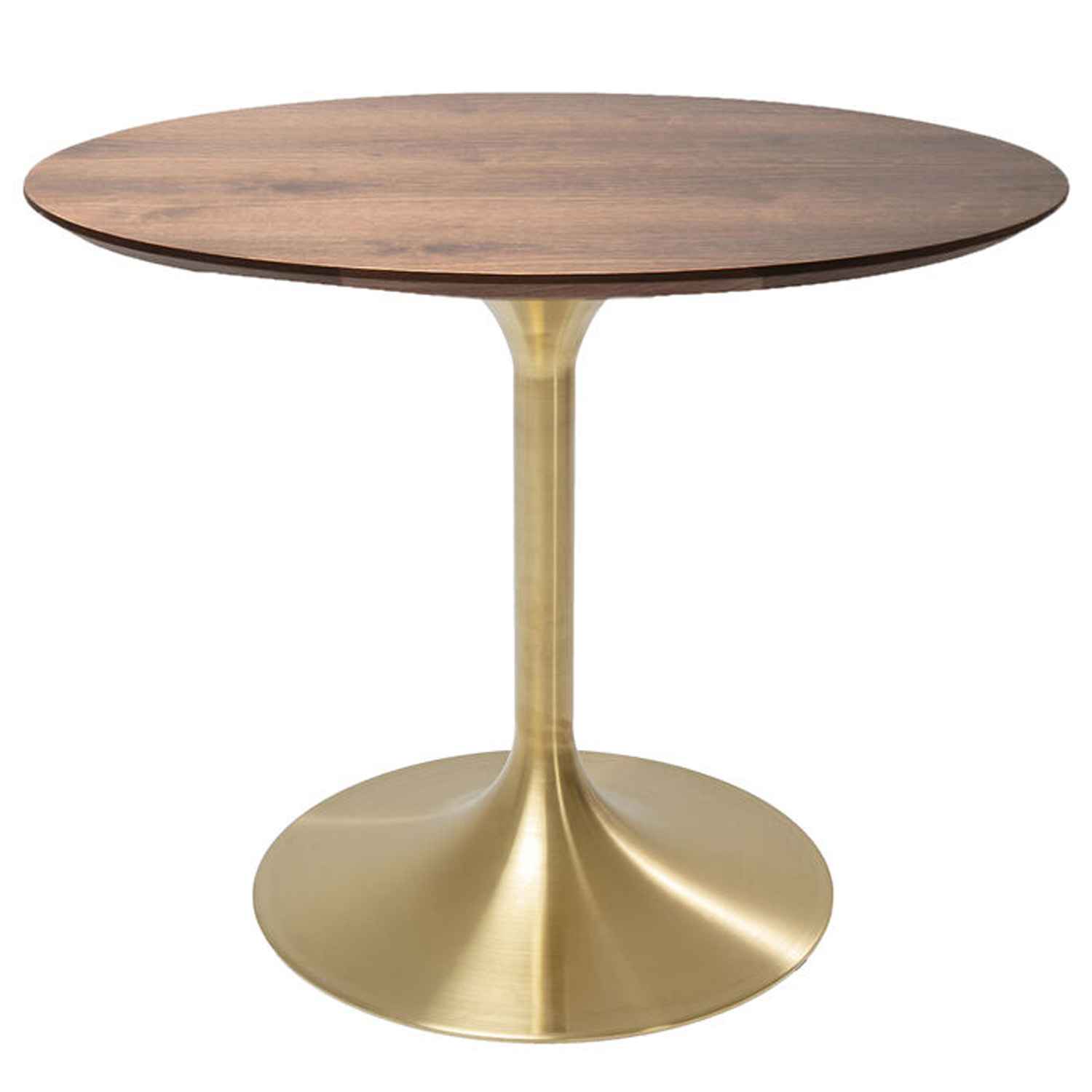 Kare Design Invitation Set Walnut Brass Spisebord  Rund Brun Valnøddefinér Og Messing Stål  ø90
