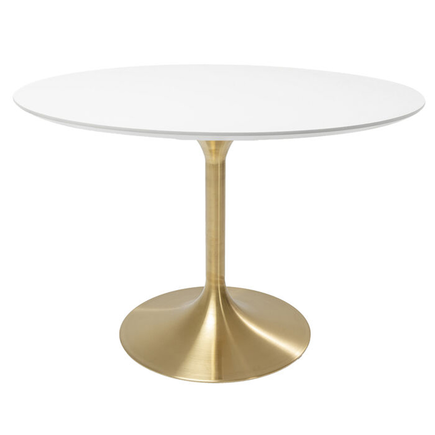 Kare Design Invitation Set White Brass Spisebord  Rund Hvid Mdf Og Messing Stål  ø120
