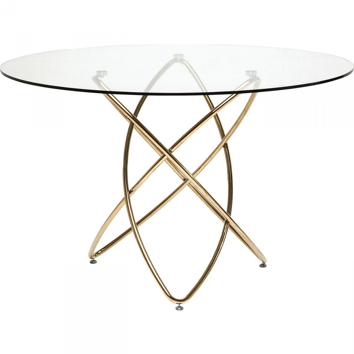 Kare Design Rund Molekular Gold Spisebord Klar Glas Og Guld Stål  ø120