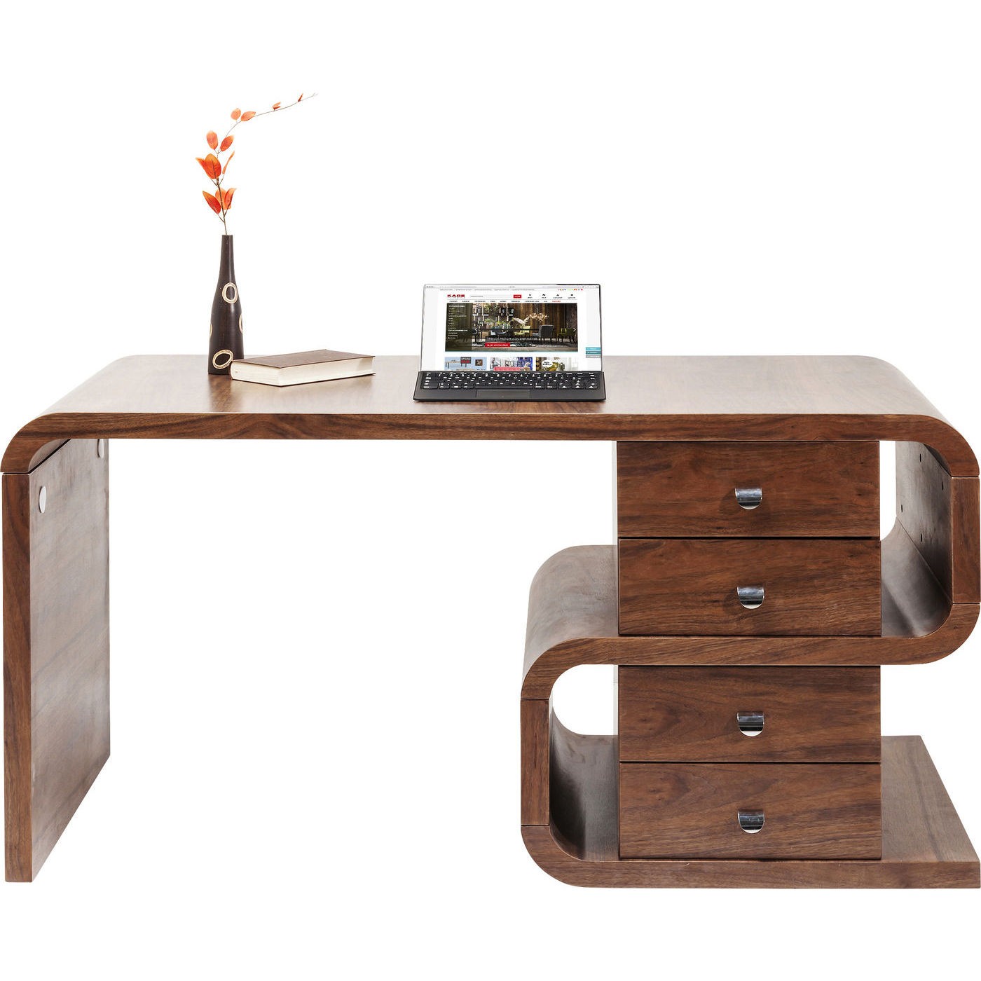 Kare Design Soft Snake Skrivebord Valnøddefarvet Træ       Skuffer  150x70