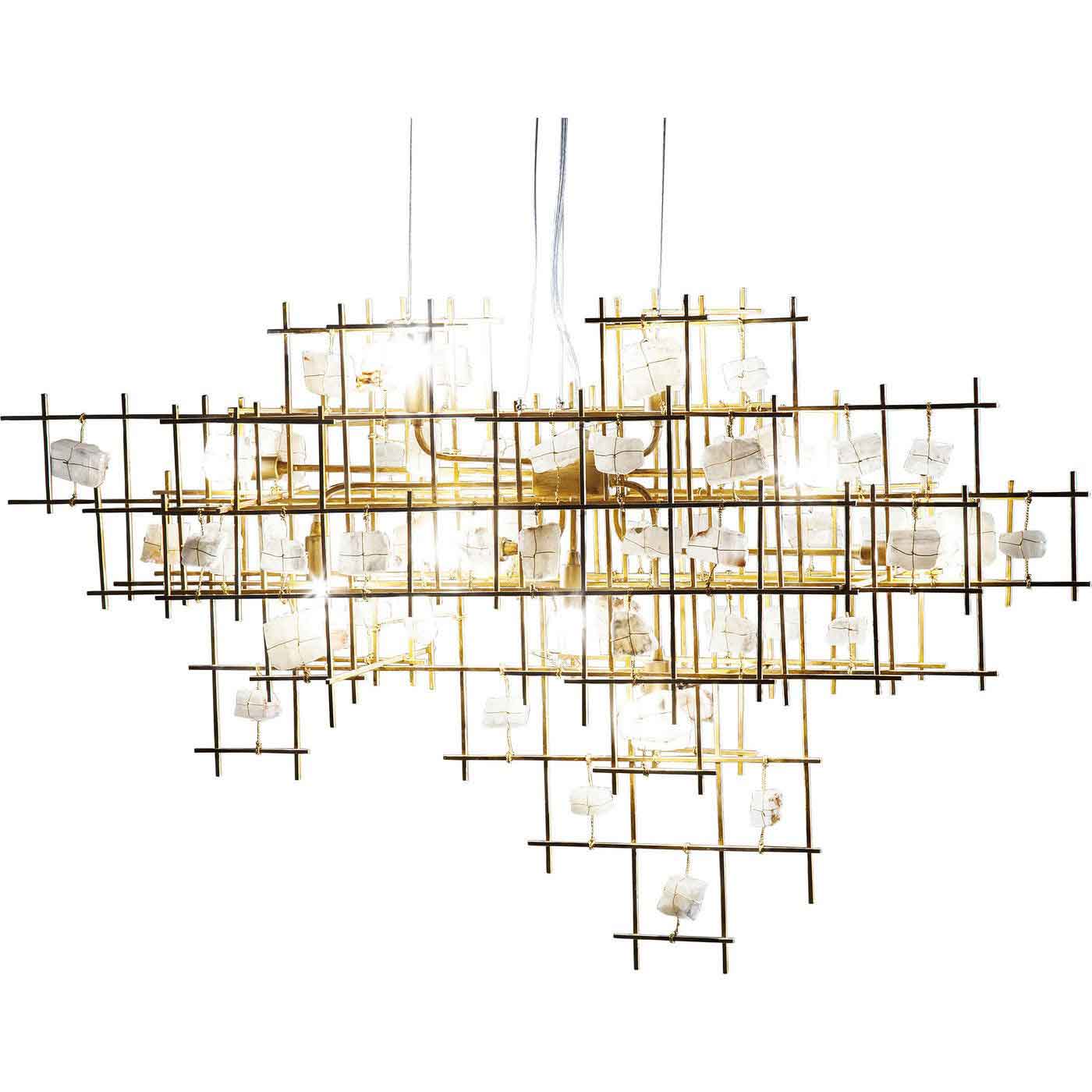 Kare Design Stone Mobile Loftlampe Guld Stål Og Hvide Sten