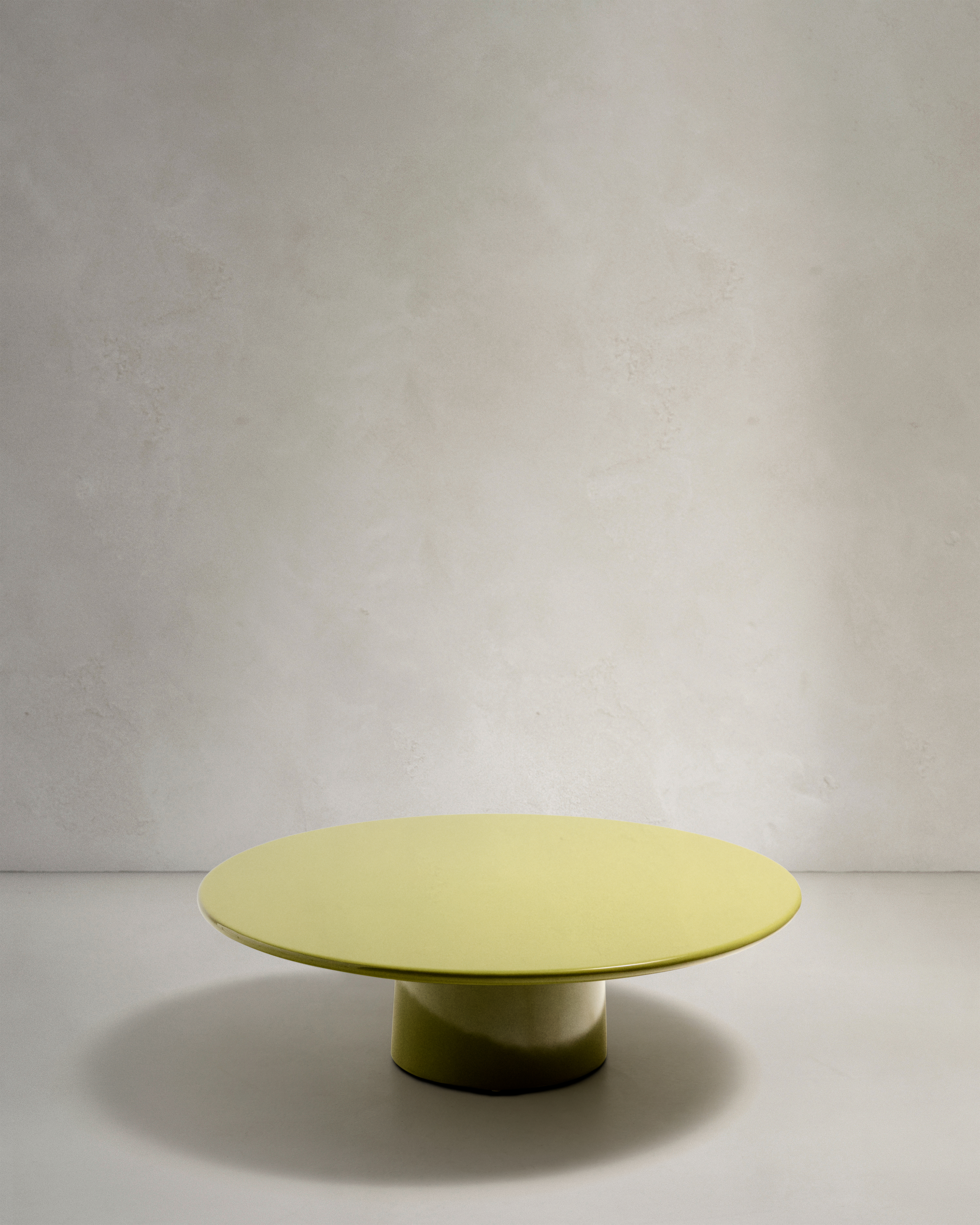 Kave Home Albanella Sofabord  Rund Blank Grøn Cement  ø110