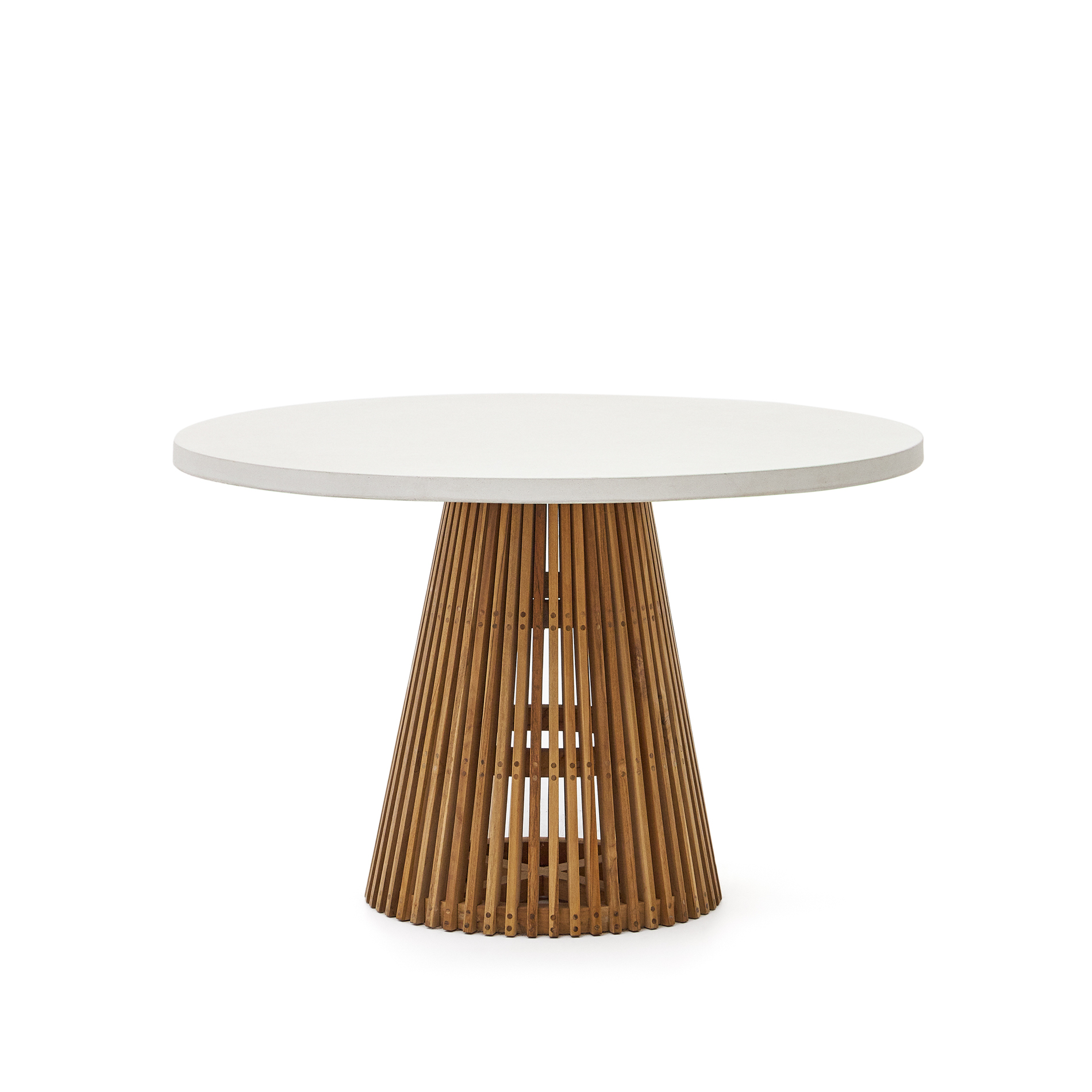 Kave Home Alcaufar Havebord  Rund Hvid Cement Og Teaktræ  ø120