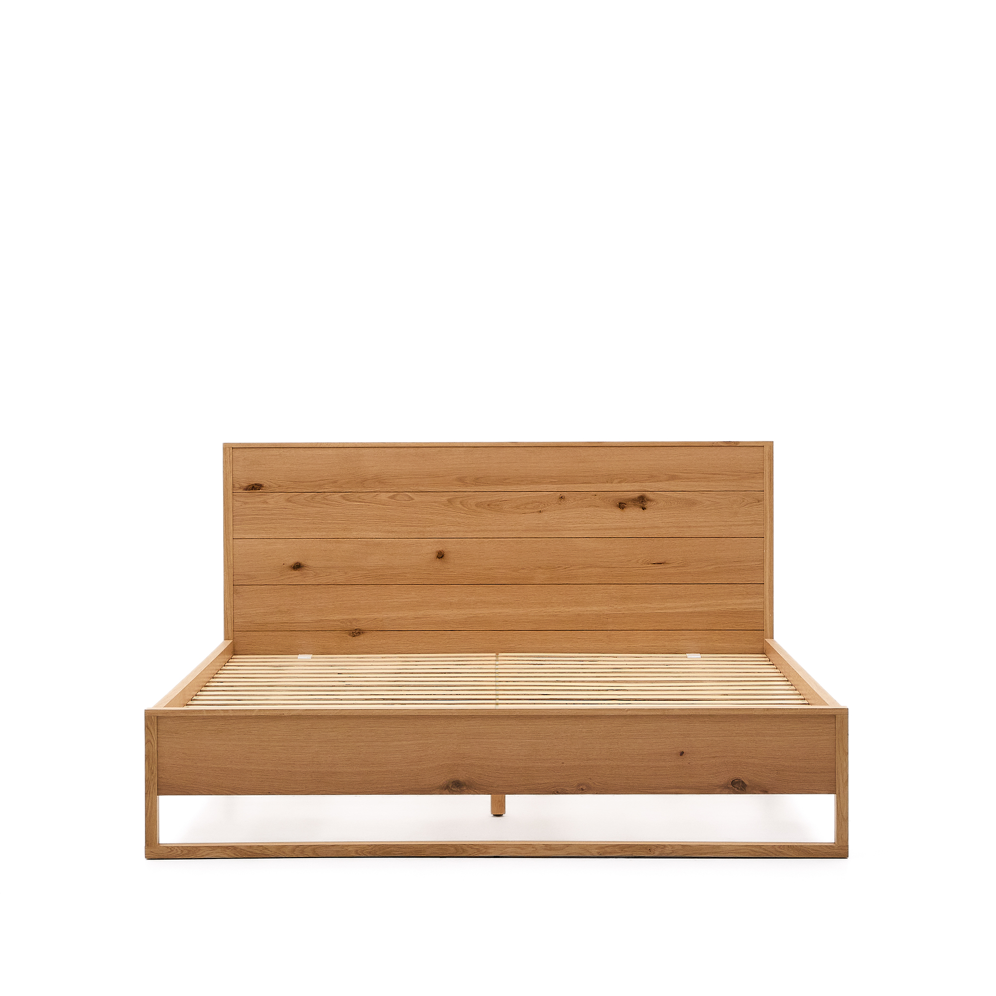 Kave Home Alguema Sengeramme     Sengegavl Og Lamelbund Natur Egefiner  160x200