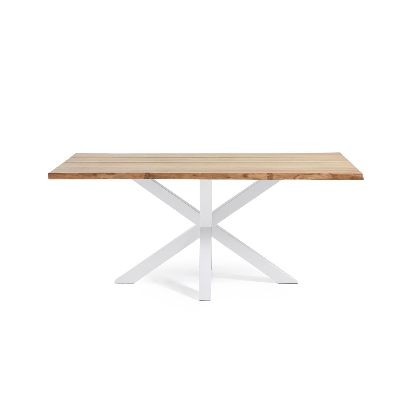 Kave Home Argo Spisebord  Rektangulær Natur Egefinér Og Hvid Stål  160x90