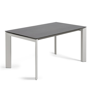 Kave Home Axis Spisebord     Butterflybordplade Grå Porcelæn Og Grå Stål  160 220 X90