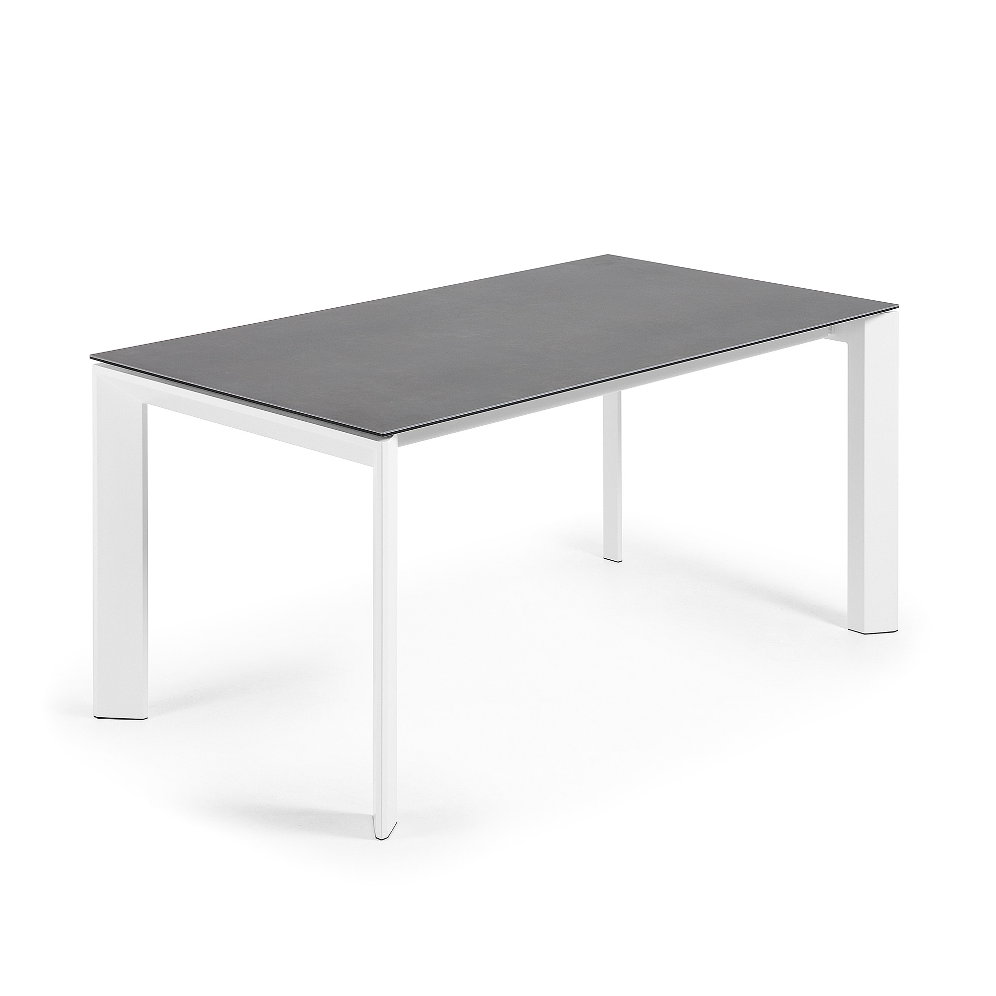 Kave Home Axis Spisebord     Butterflybordplade Grå Porcelæn Og Hvid Stål  160 220 X90